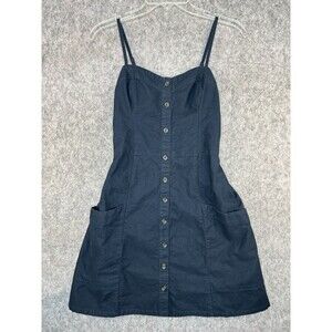 Abercrombie & Fitch Y2K Dress Dark Navy Blue Smocked Babydoll Mini Sleeveless